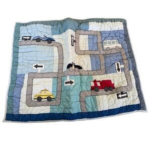 The Land of Nod Crate & Barrel Transportation Twin Size Quilt PillowCase